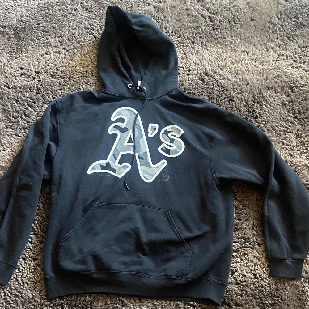 Genuine MLB Merchandise Black Hoodie with Bold A's Logo